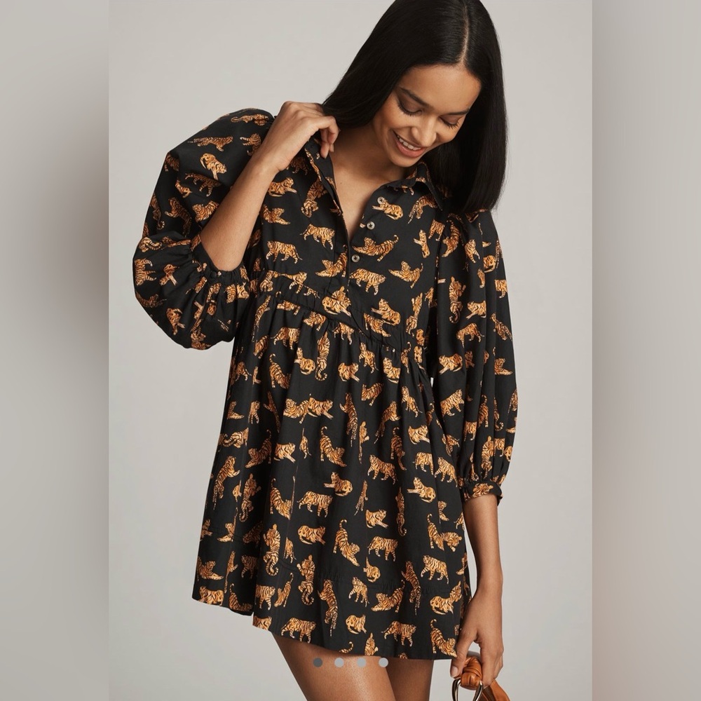 Anthropologie Black and Orange Mini Dress